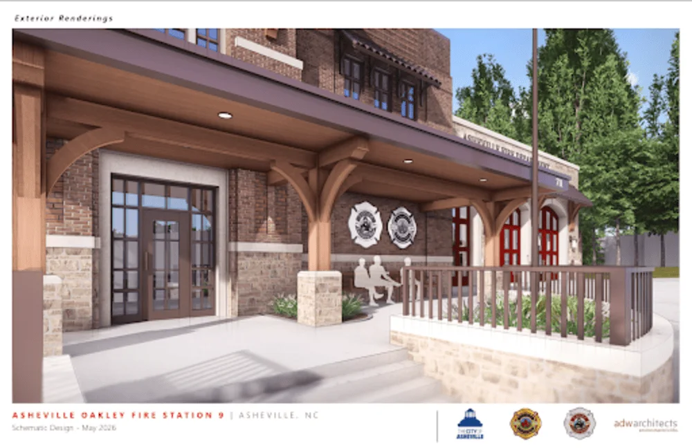 Architect's drawing of the planned Fire Station 9 building.