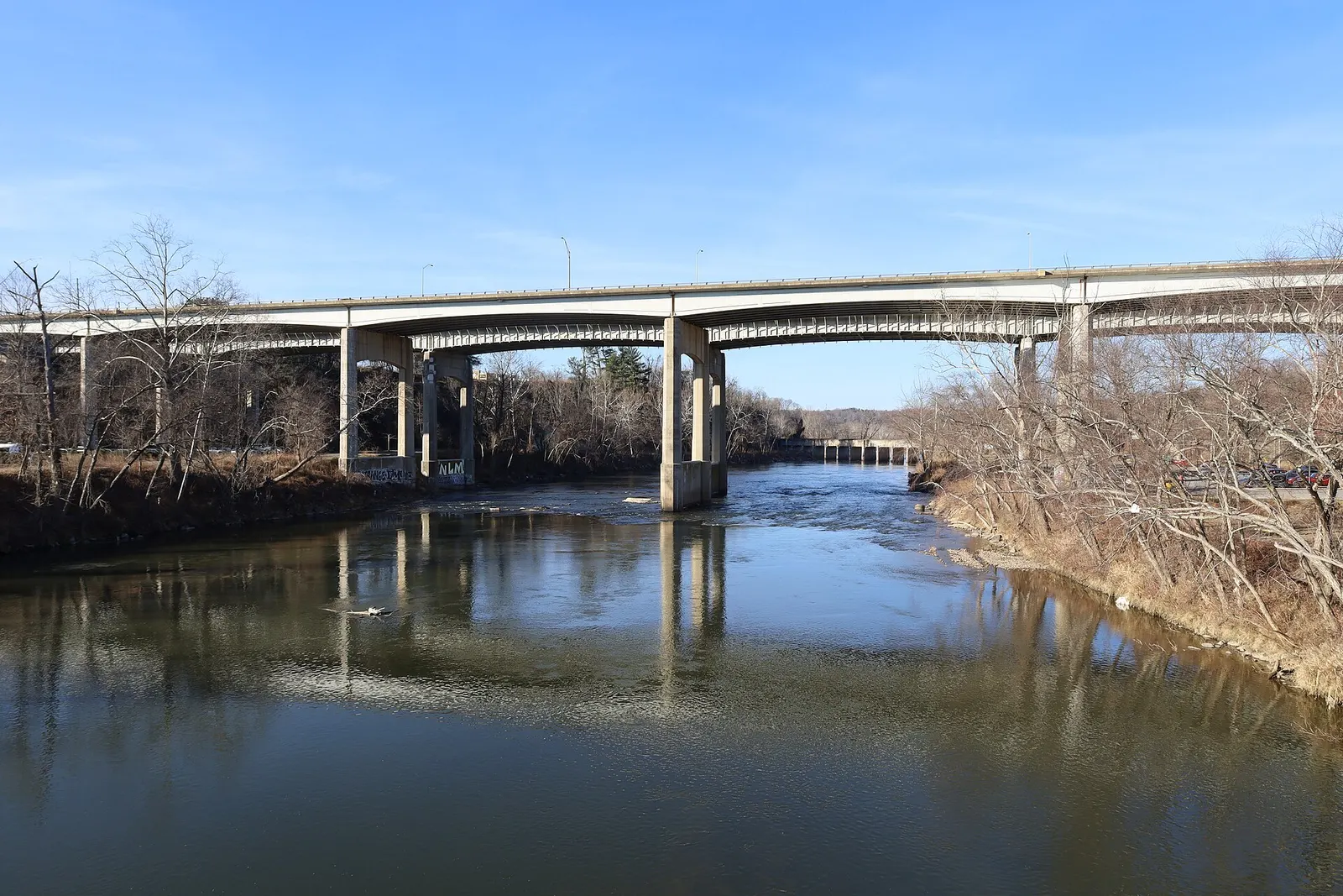 Captain Jeff Bowen Bridge carrying Interstates 26 and 240 over the French Broad River in Asheville, North Carolina in 2025