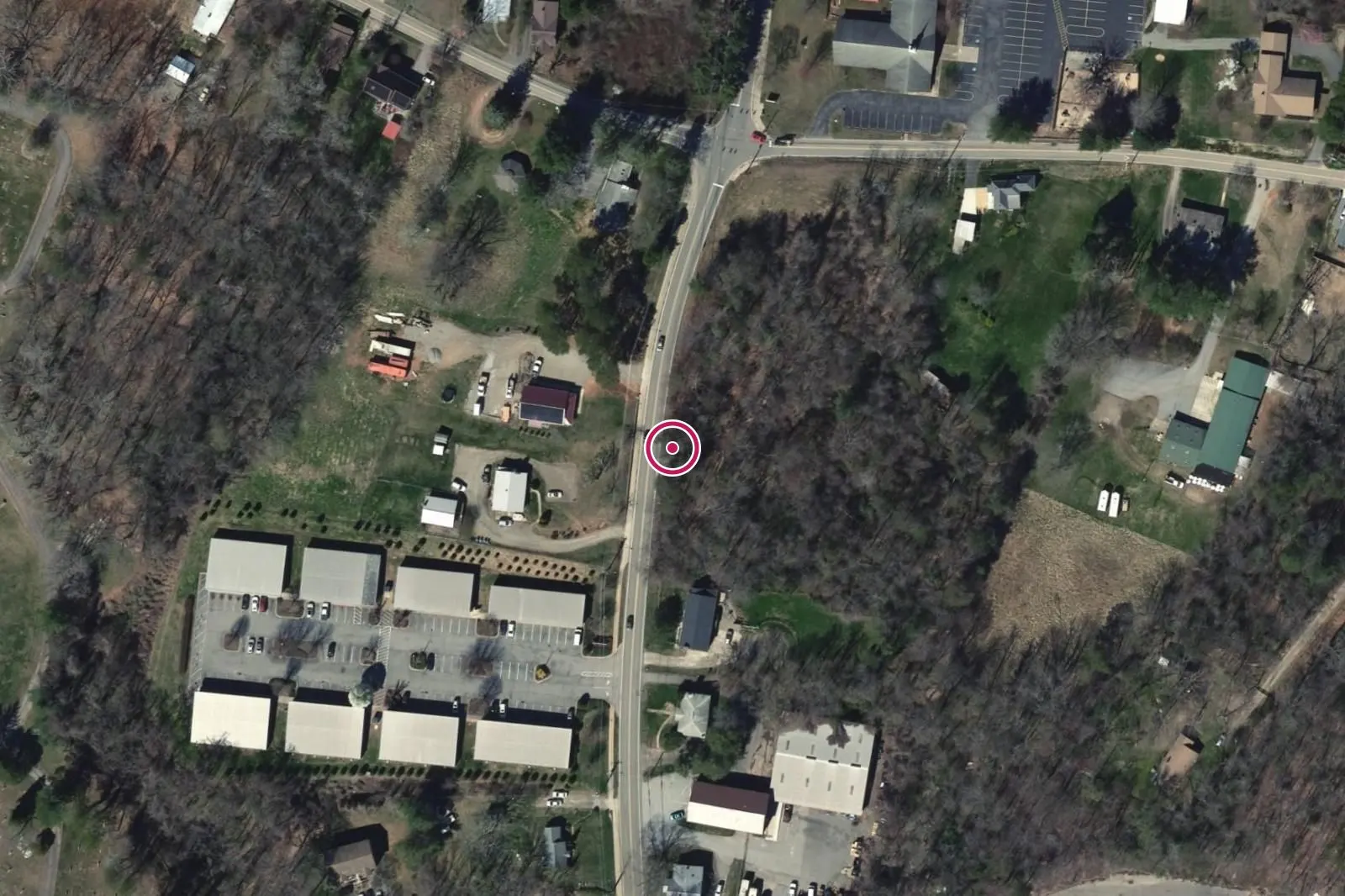 Aerial view around 383 N. Louisiana Ave., with a circle at the address.