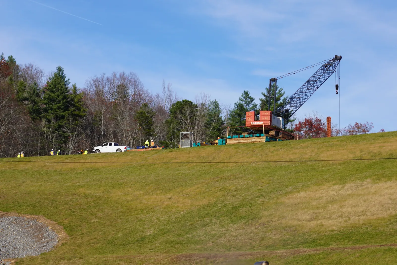 Repair work at the North Fork water treatment facilities after Helene.