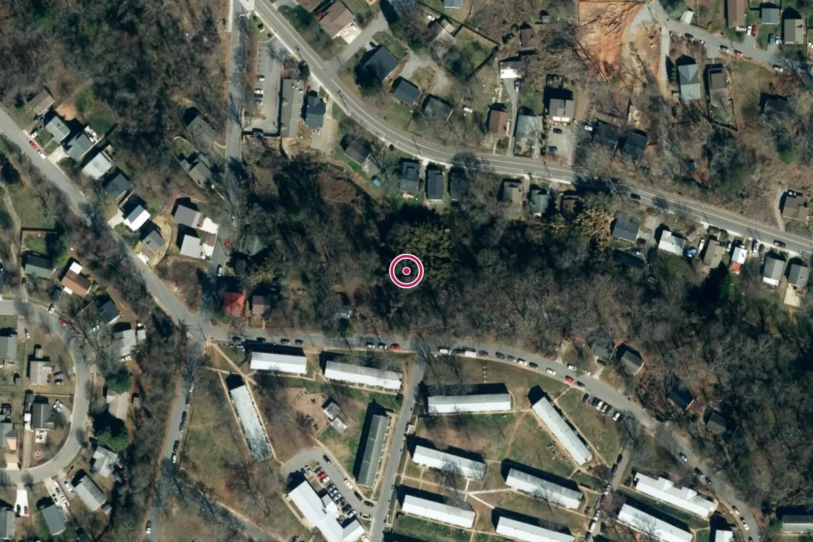 Aerial view around Stewart Street, PINs 9638-51-1711, -1760, -2720, -2679, -3638 (street addresses not assigned in source), with a circle at the address.
